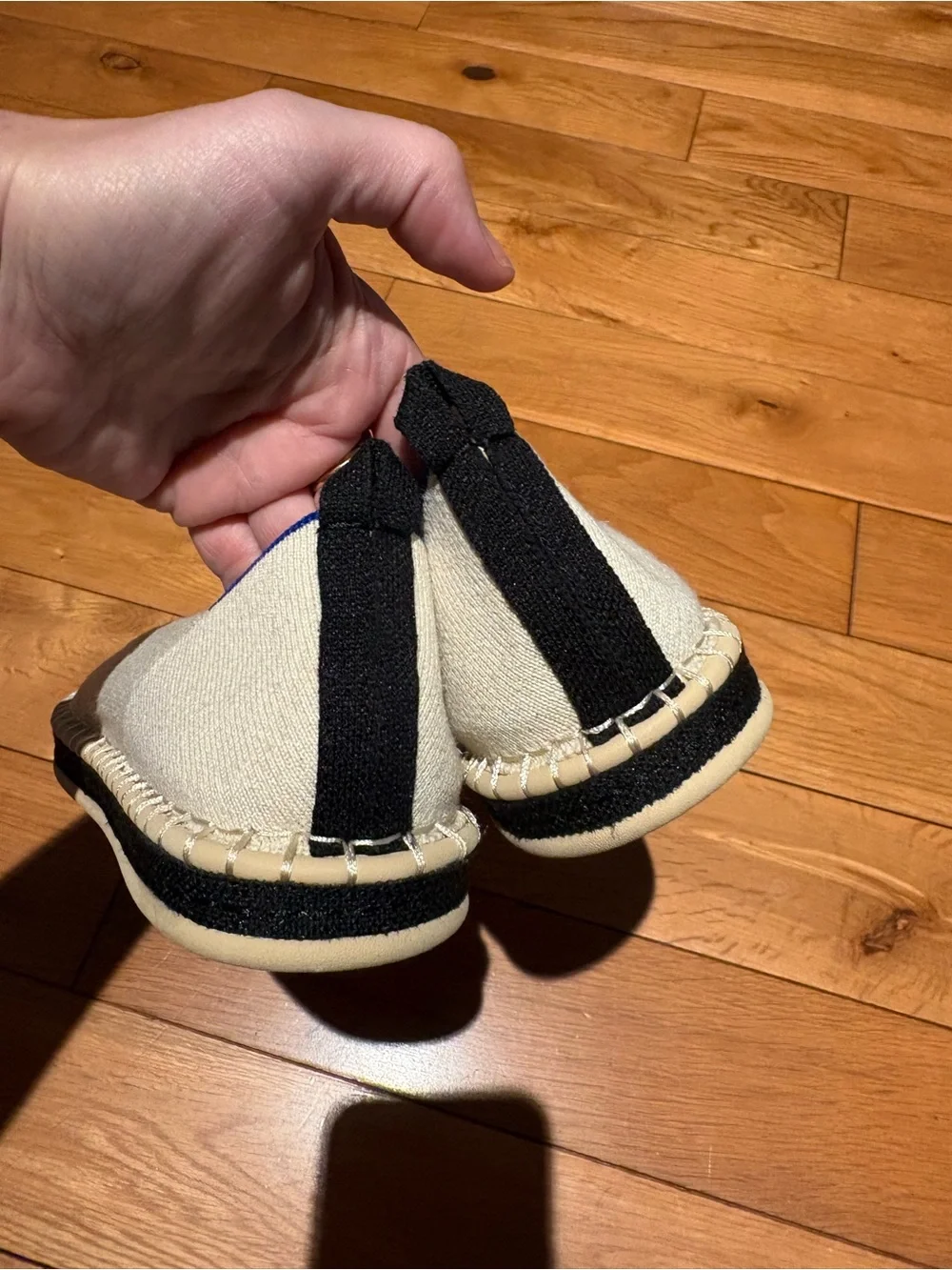 Rothy's The Espadrille Boardwalk flats cream colored black toe sz 10